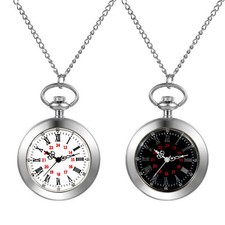 Mens Open Face Quartz Analog Pocket Watch 12/24H with Necklace Chain Xmas Gift