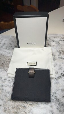 gucci black wallet women authentic used 