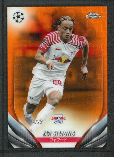 Xavi Simons [Orange Refractor] #24 2023 Topps Chrome UEFA Club card