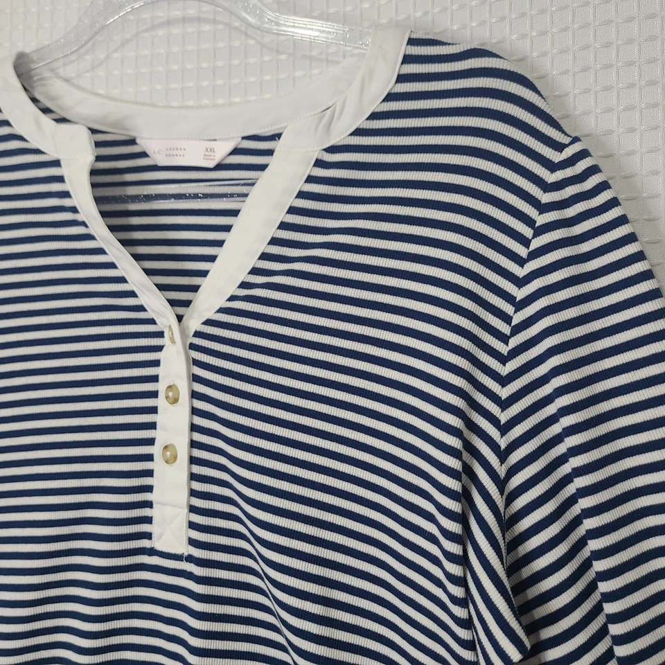 Camiseta Pulôver Feminina Lauren Conrad 2xl Listra Azul Manga Longa Elástica Nova com etiquetas - Imagem 2 de 4