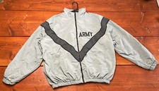 Army IPFU Jacket Mens Adult Windbreaker LARGE/Regular Gray Black Nylon Full Zip