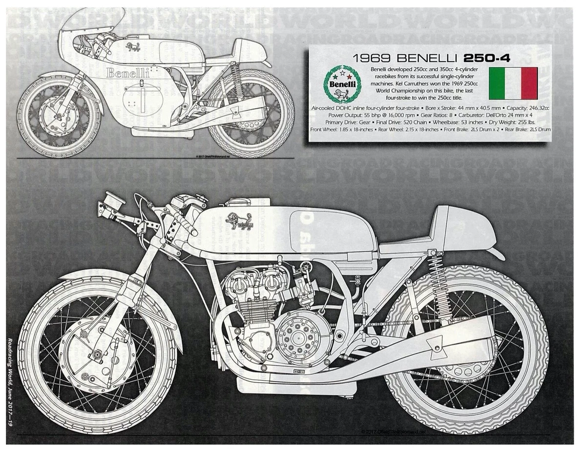 1969 Benelli 250 4 Historic Profile 2 pages Roadracing WorldR eBay