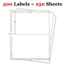 500 Half Sheet 8.5x5.5 Shipping Labels Round Corner Adhesive for Laser Inkjet