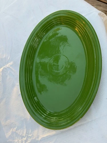 Fiesta Shamrock Green Oval Serving Platter Homer Laughlin Ceramic Dish 12.5x9.75