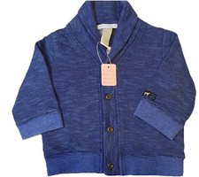 Janie and Jack Baby Toddler Boys Cardigan Sweater Blue Shawl Collar Size 12-18M
