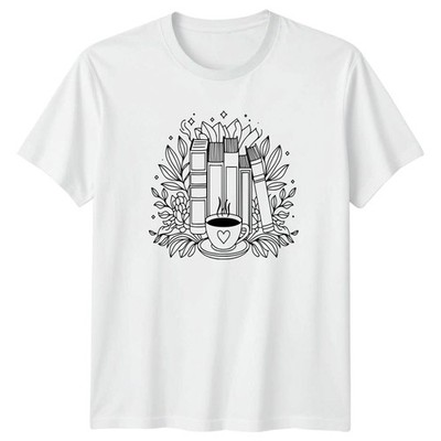 Bücher Kaffee und Pflanzen Ein T-Shirt Kuschelig Ästhetisch Bücherwurm