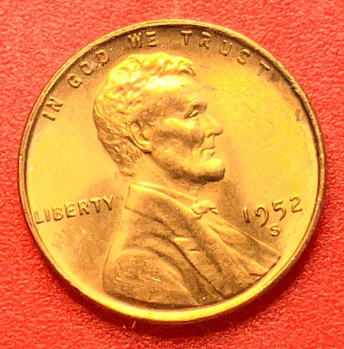 1952-S Lincoln Wheat Cent Penny GEM RED BU From an Original Bank Roll
