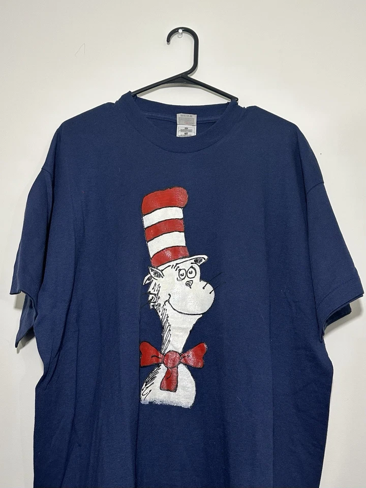 复古 90 年代 Dr Seuss 帽子猫 T 恤尺寸 XXL — 第 3/4 张图片