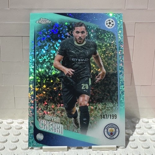 2025-26 Topps Chrome UEFA CC Rayan Cherki Aqua Mini-Diamonds Refractor #/199