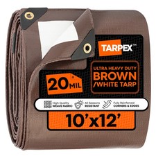 TARPEX - 20 Mil Brown White Ultra Heavy Duty Poly Tarp 10' x 12'