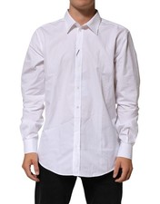 Dolce & Gabbana White Cotton Collared Long Sleeve Men Dress Men's Shirt