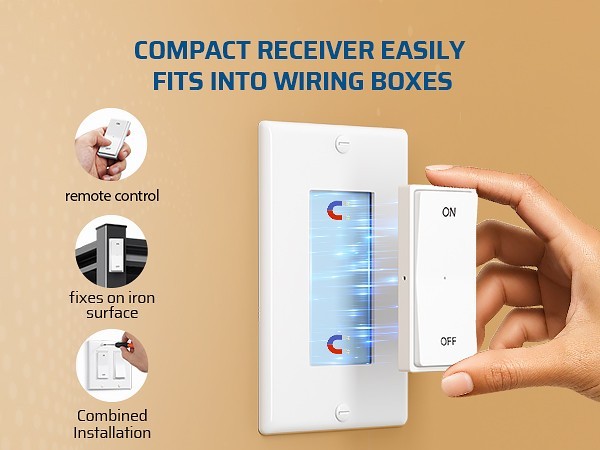 DEWENWILS Remote Control Outlet, Magnetic Wireless Light Switch, No Wiring