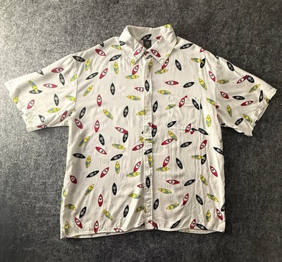 Fortnite Epic Games Button Up Shirt Mens Large Surfboard Print Hawaiian AOP