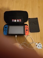 Nintendo Switch Console V1 Neon Blue Red Excellent Order + 4 Games..bargain
