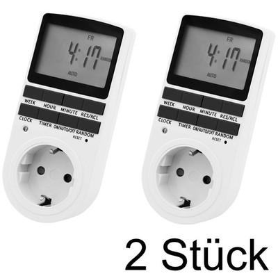 2 Stück Digitale Zeitschaltuhr Steckdosen Timer Wochenzeitschaltuhr 24Std 3680W