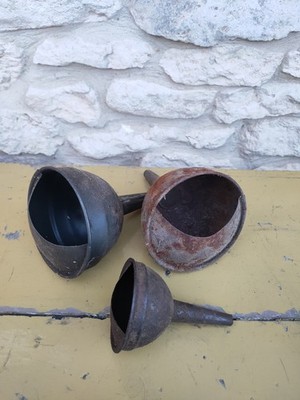 X3 kleine Oldtimer Metall Trichter Benzin Öl usw Kraftstoff