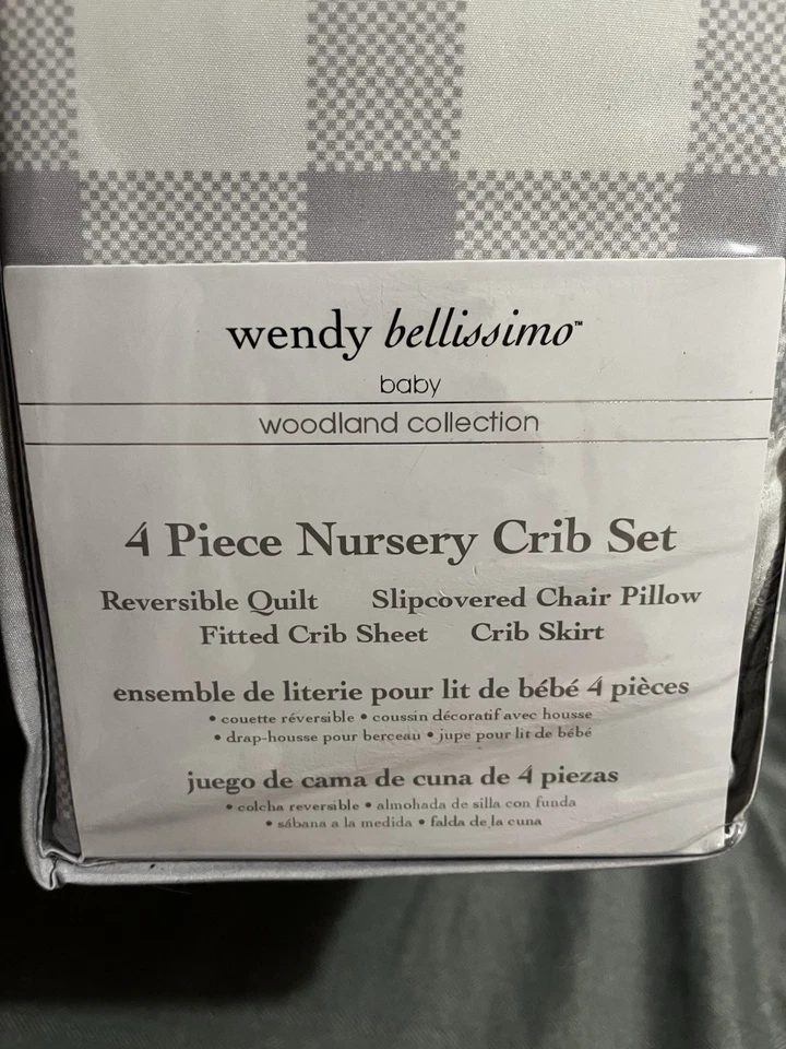 Wendy Bellissimo Juego de 4 piezas de ropa de cama para cuna de bebé (alce gris y oso) Foto 3 de 4