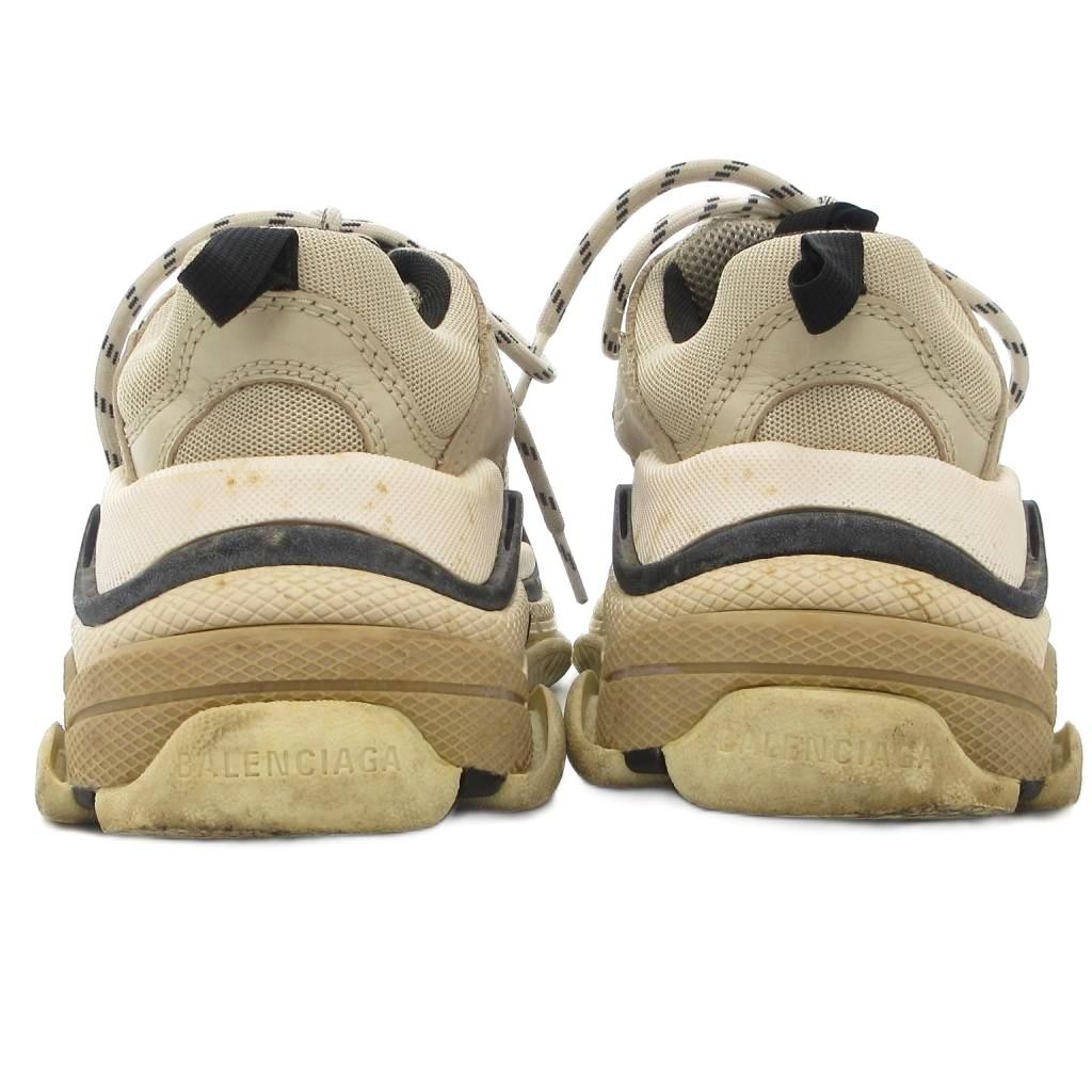 BALENCIAGA TRIPLE S WOMEN Triple Dad Sneakers Shoes Thick Sole Logo 24cm Beige G thumbnail 4