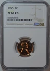1955 1c Proof Lincoln Wheat Cent NGC PF-68 RD