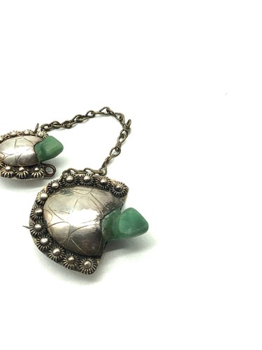 Vintage Sterling Silver Jade Sea Turtle W/ Baby Clip Brooch Pin 15.9g MEXICO - Picture 12 of 13