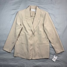 Alfred Dunner Classics Tan Two Button Blazer Jacket Women's 12 Career Academia