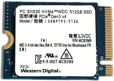 New Western Digital WD SN530 512GB PCIe NVMe 2230 M.2 SSD Model: SDBPTPZ-512G