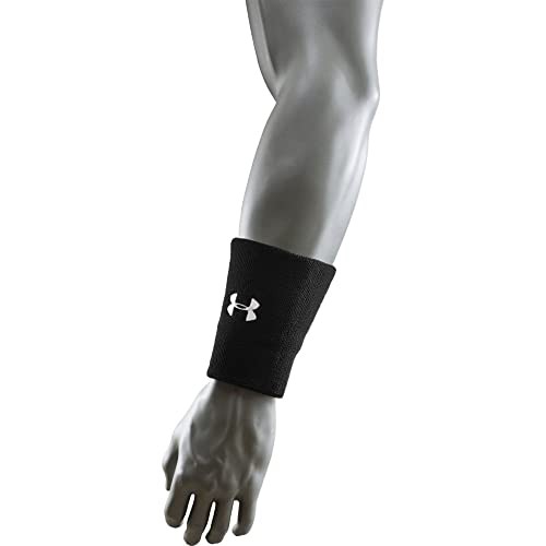 Under Armour Adult 6-inch Performance Wristband 2-Pack , Black (001)/White , One