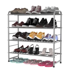 4-Tier Stackable Shoe Rack,Expandable & Adjustable Shoe Organizer Storage She...