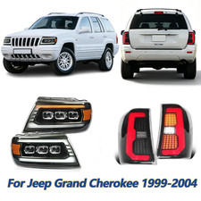 Set Led Headlights Tail Lights For Jeep Grand Cherokee Wj 2th Gen 19992004