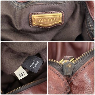 miumiu VITELLO LUX ハンドショルダーバッグブラウン y2k Miu Miu Vitello Lux 2Way Ribbon Leather Handbag Shoulder Bag Brown