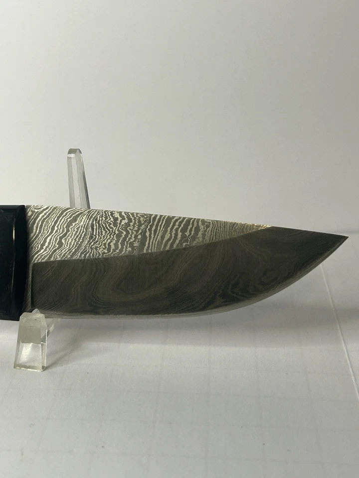 Cuchillo Fijo 3 Damasco Acero Skinner Hoja Espiga Completa Mango Hueso Liso (N43) Foto 4 de 4