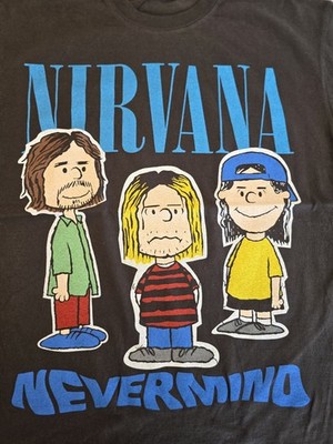 NIRVANA Peanuts Snoopy Nevermind Kurt Cobain Rock Vintage Band XL