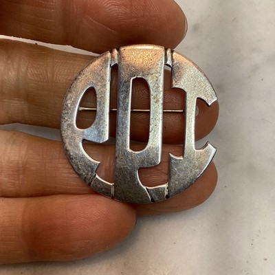 Vintage Leonore Doskow Sterling Silver Initial Letter EPI PPI Pin Brooch