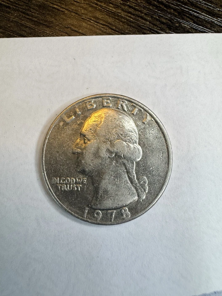 1978 Washington Quarter Error No Mint Mark, AM Touching, Filled ‘A’ Rare! Cased - Image 3 of 4