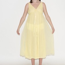 Vintage 1960s babydoll nightgown yellow tulle Large/XL