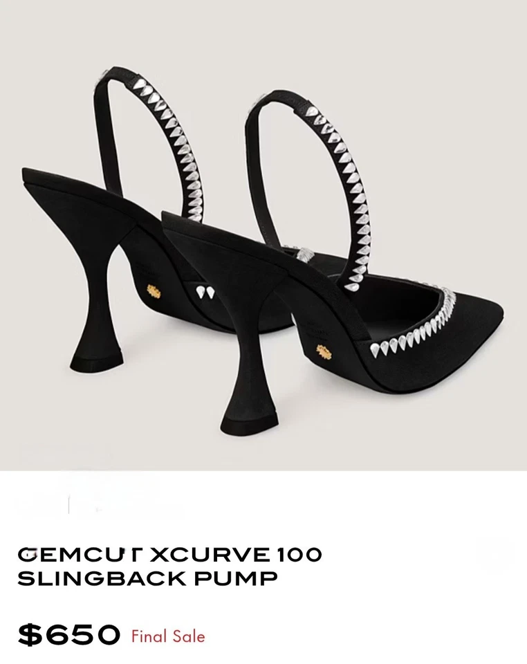 NWOB STUART WEITZMAN Black Swarovski Gemcut XCURVE 100 Slingback Pump Size 6B  - Image 2 of 4
