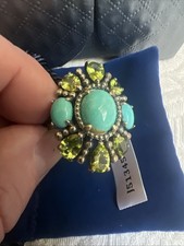 NWT 925 Sterling Silver 925 Turquoise  Peridot Ring Sz10 12g  JJ32