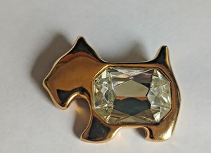 Broche couronne or et pierres multicolores AGATHA Paris, Vintage