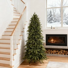 7.5ft Artificial Full  Hinge Christmas Tree with 2856 PE PVC Tip & Foldable Base