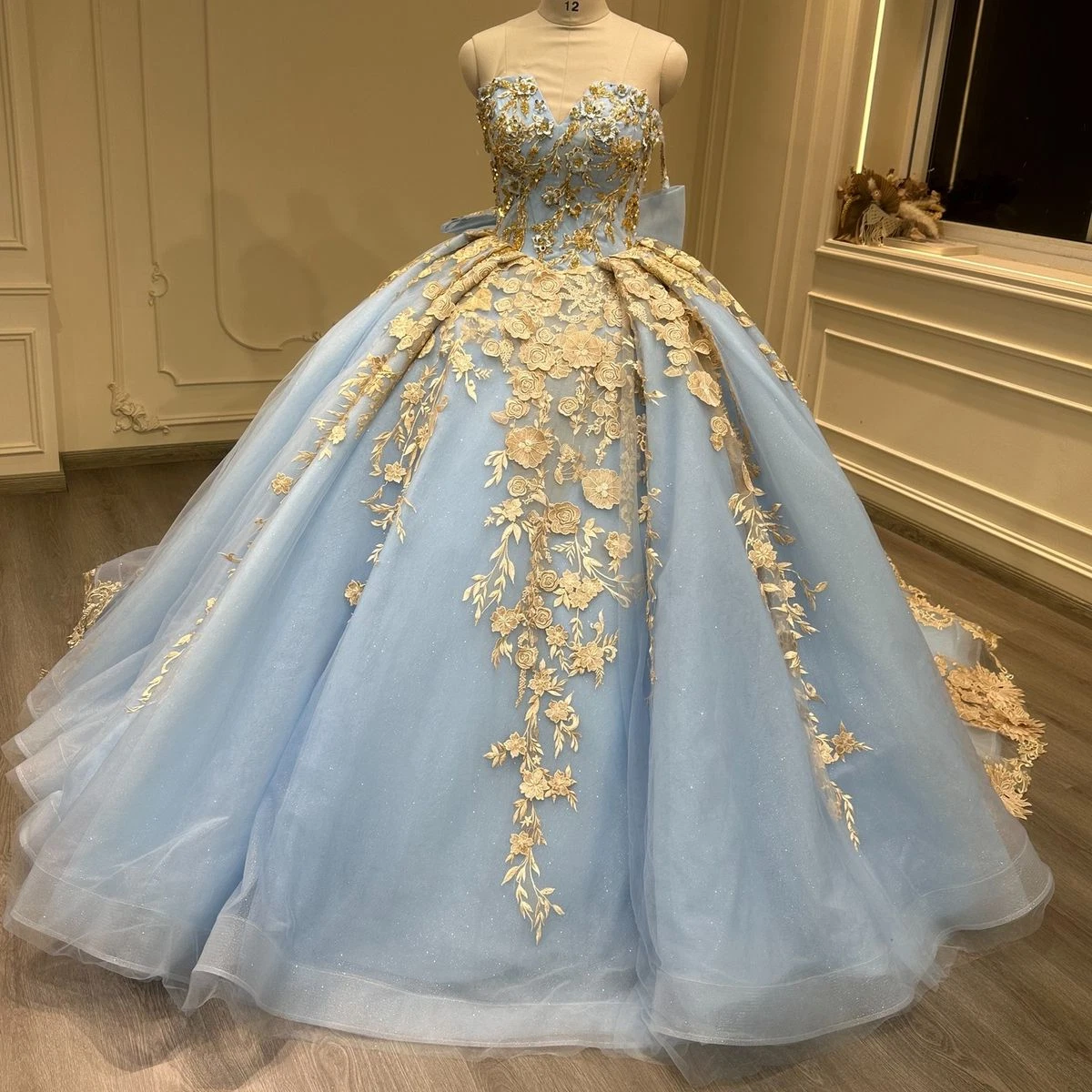 open lace back dress Ball Gown Off The Shoulder Tulle Red Sweet 16 Dresses P1734 – PreppyDress main image 0