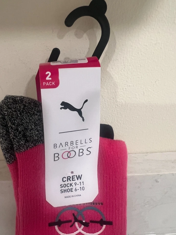 NUEVO 2 PARES PUMA BARRA PARA TETAS MUJER CALCETINES CREW ROSA/NEGRO 9-11 Foto 2 de 4