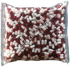 1000 EMPTY GELATIN CAPSULES gel SIZE 0  Colored White/Red Kosher/Halal 