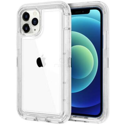 For iPhone 15 PRO MAX 15 PLUS Clear Transparent Hybrid Case Clip fits  Otterbox