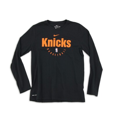 Nike NY Knicks Longsleeve Gr. L Kinder Langarm Schwarz Basketball Dri-Fit NBA