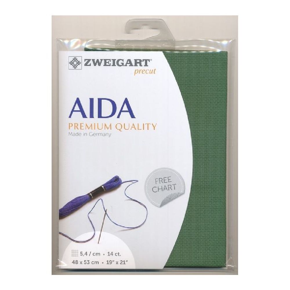 AIDA Zweigart Precute 14 ct. Stern Aida 3706 color 6037 dark green, fabric for c