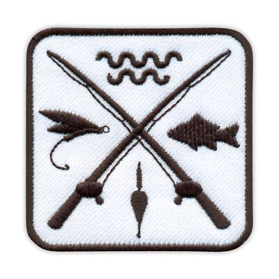 Gekreuzte Angelruten - Wasser, Bob Schwimmer, Fliege, Fisch Patch/Abzeichen bestickt
