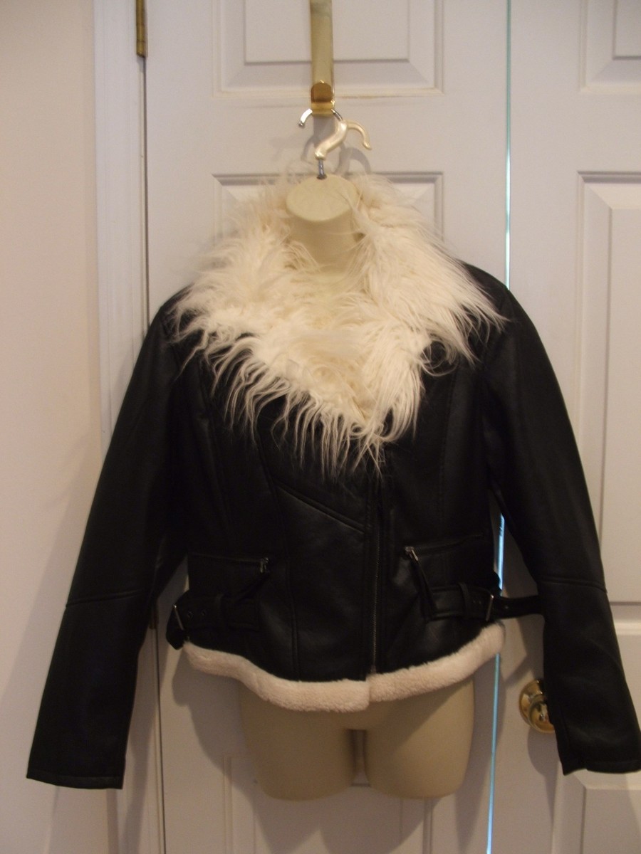 NWT a.n.a shaggy faux fur trimmed motercycle style jacket petite