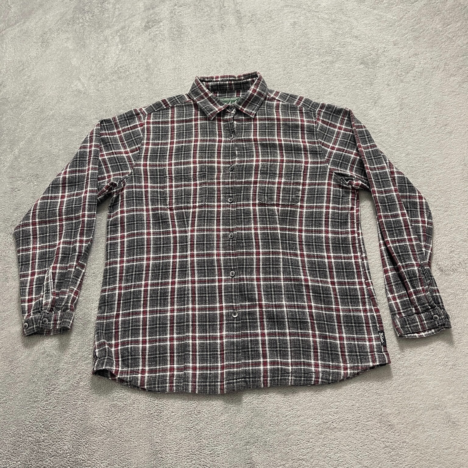 Woolrich Flannel Shirt Womens Size Large Gray Plaid Long Sleeve Button Up Cotton