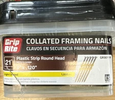 Gripe Rite GR3011M 21 Degree Plastic Strip Round Head Bright Coated Collated
