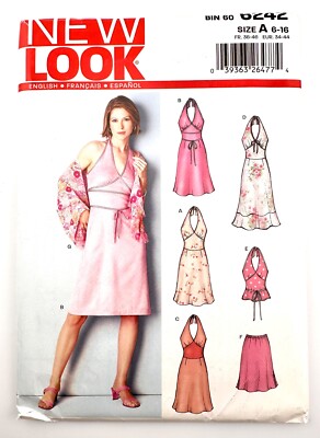 New Look 6242 Halter Style Dress, Top, Skirt Size A (6-16) Uncut Sewing Pattern